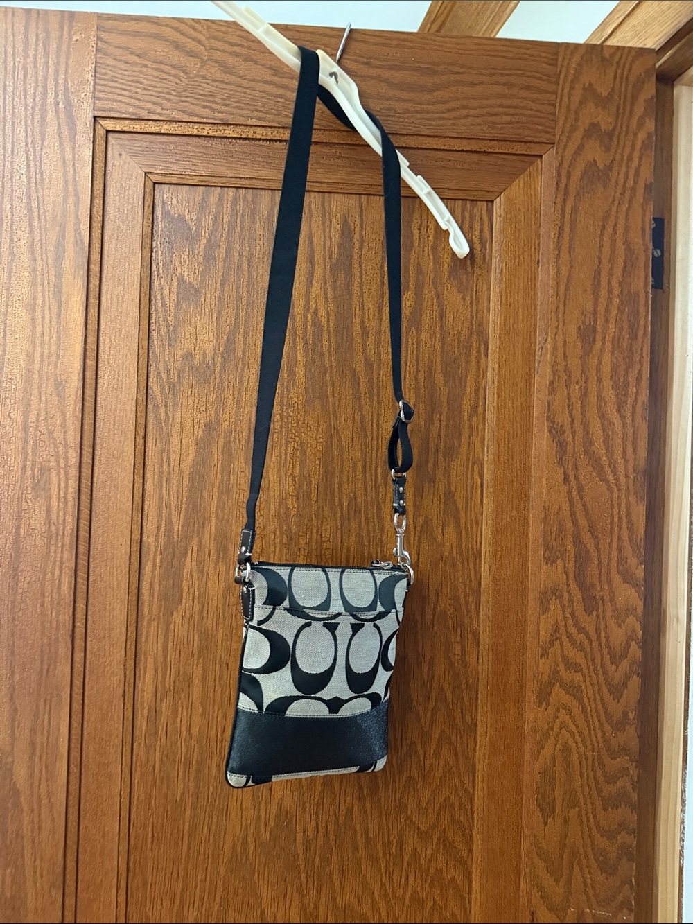 Coach Black and Cream Signature Crossbody Bag